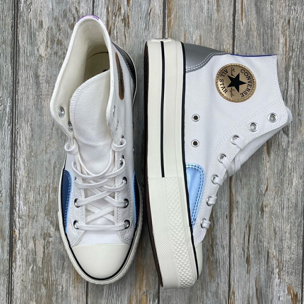 Women’s Converse All Star Lift Platform Chrome Sneaker Shoes Size 8
